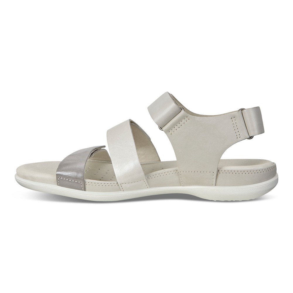 ECCO Womens Sandals White/Silver - Flash Flat - AZQ-301482